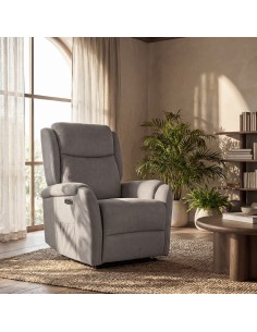 Poltrona relax AKARI de design em taupe 2