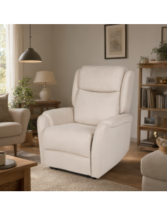 Sillón relax AKARI de diseño en beige 2