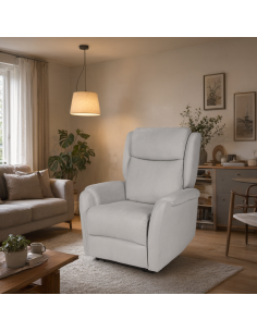 Poltrona relax LIFT AKARI de design em cinzento claro 2