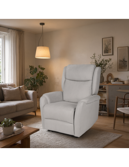 Poltrona relax LIFT AKARI de design em cinzento claro
