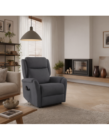 Poltrona relax LIFT AKARI de design em cinzento...