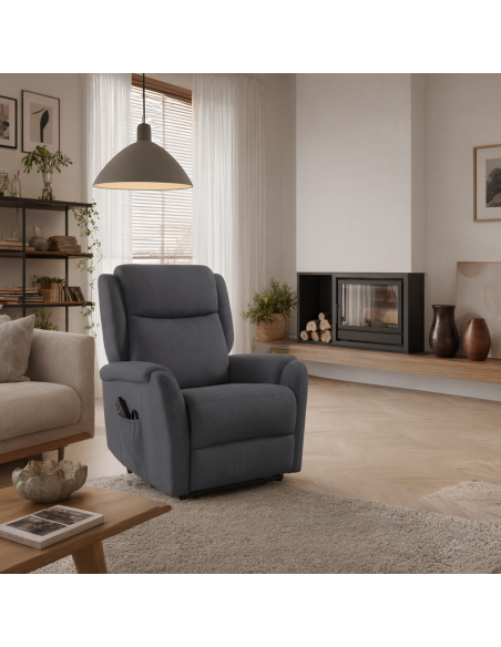 Poltrona relax LIFT AKARI de design em cinzento escuro