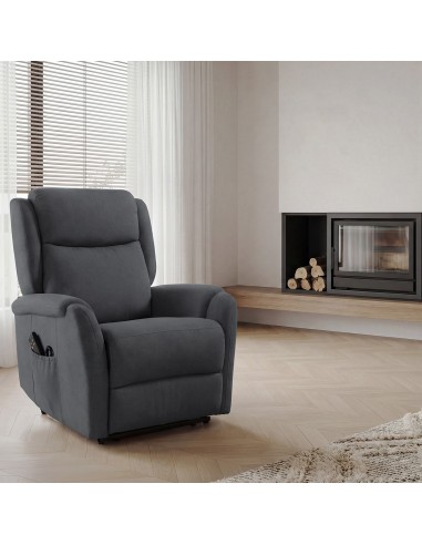 Poltrona relax LIFT AKARI de design em cinzento...