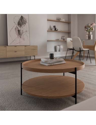 Mesa de centro DYLAN de diseño en roble y negro