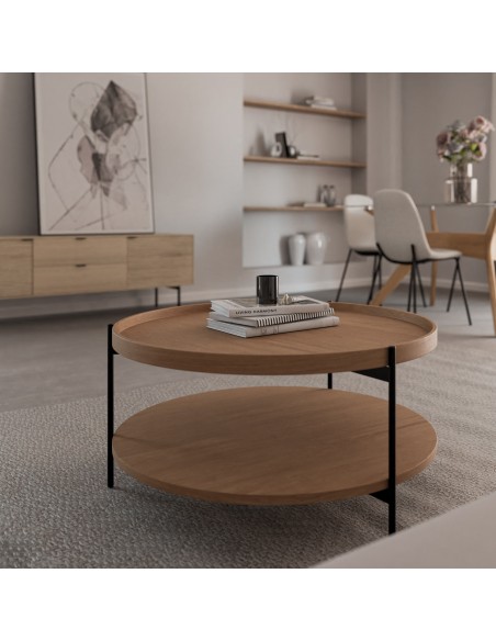Mesa de centro DYLAN de diseño en roble y negro