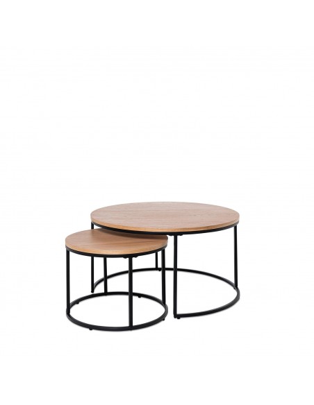 Conjunto de mesas de centro ADRIANO de design em carvalho e preto