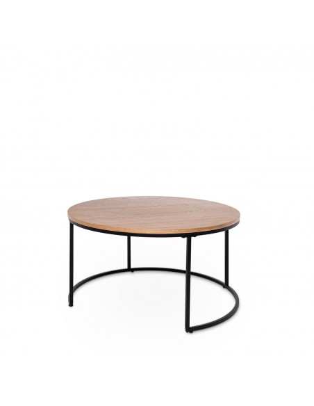 Conjunto de mesas de centro ADRIANO de design em carvalho e preto