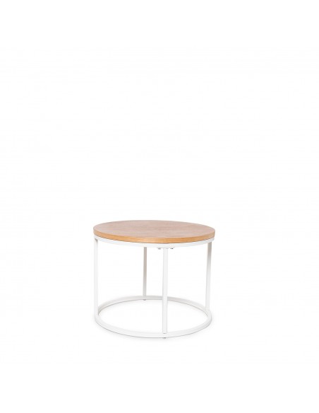 Conjunto de mesas de centro ADRIANO de design em carvalho e branco