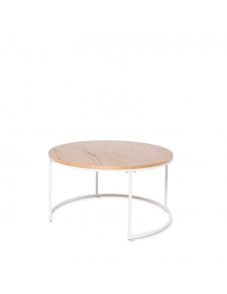 Conjunto de mesas de centro ADRIANO de design em carvalho e branco