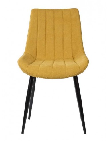 Silla tapizada Janis, tela, metal negro