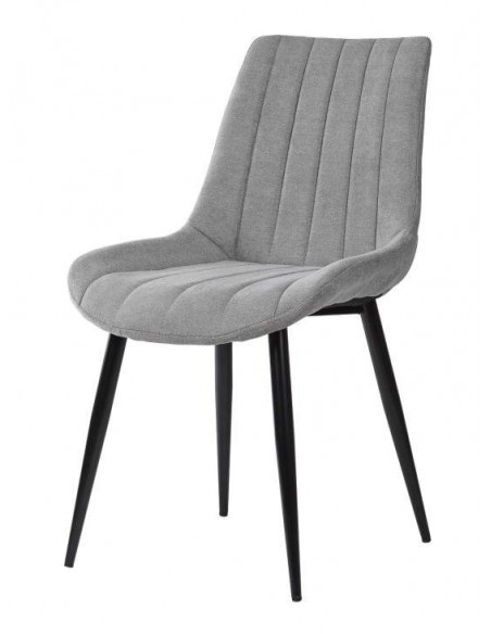Silla tapizada Janis, tela, metal negro