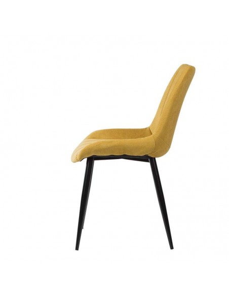 Silla tapizada Janis, tela, metal negro