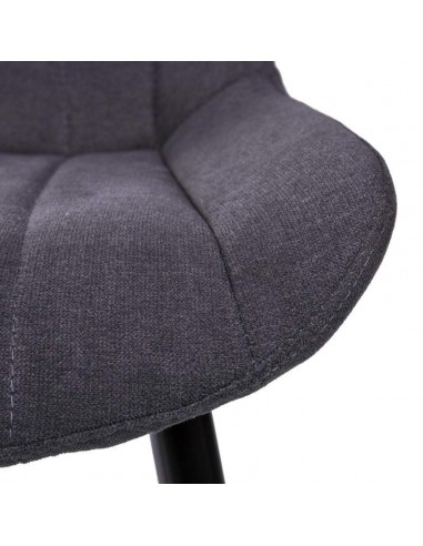 Silla tapizada Janis, tela, metal negro