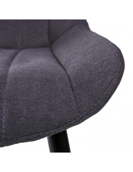 Silla tapizada Janis, tela, metal negro