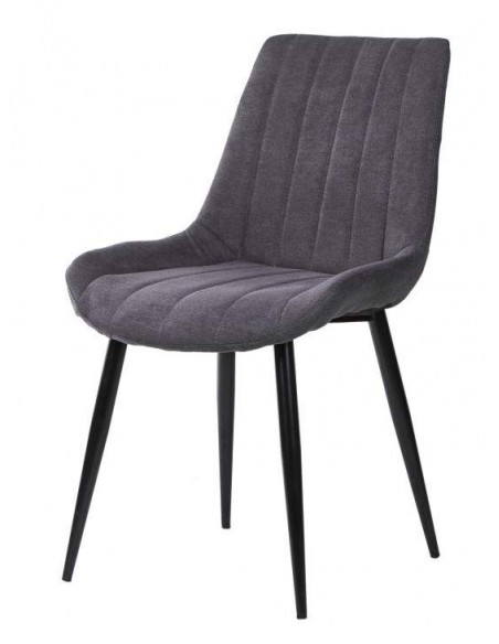 Silla tapizada Janis, tela, metal negro