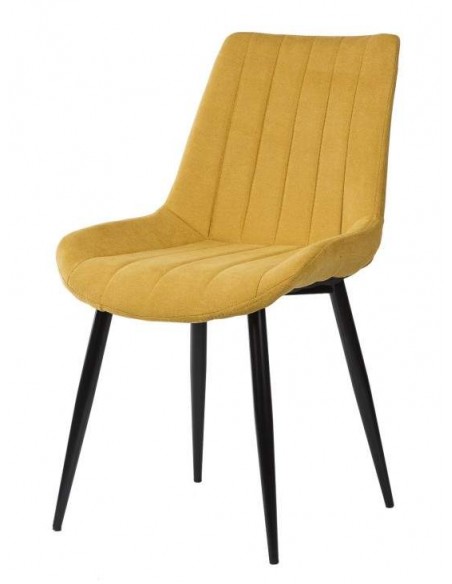 Silla tapizada Janis, tela, metal negro