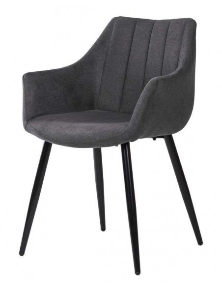 Silla con brazos James, tela, metal negro