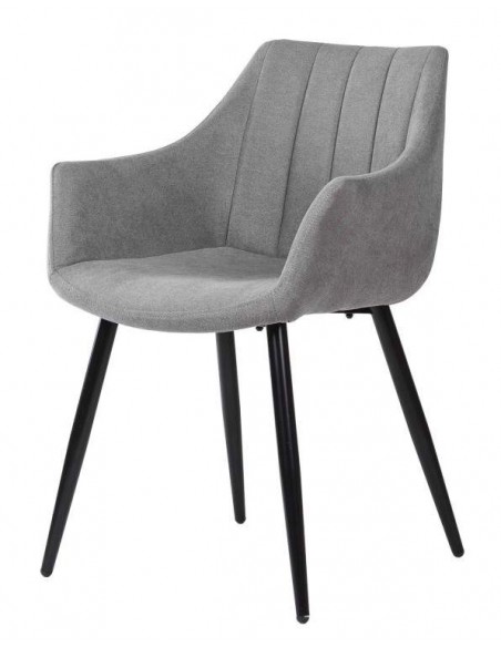 Silla con brazos James, tela, metal negro