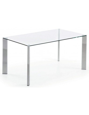 Mesa CORNER 160x90 Cromado Cristal transparente