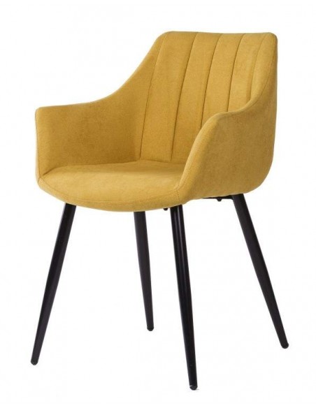 Silla con brazos James, tela, metal negro