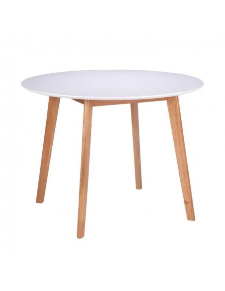 MESA REDONDA NORDICA MONNA 100, roble, blanco.