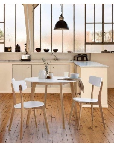 MESA REDONDA NORDICA MONNA 100, roble, blanco.