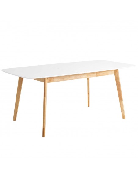 MESA EXTENSIBLE NÓRDICA KENNA 140(180)x90, blanco, roble