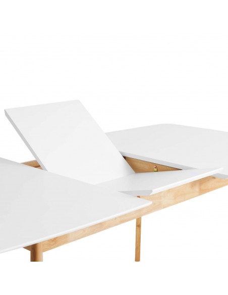 MESA EXTENSIBLE NÓRDICA KENNA 140(180)x90, blanco, roble