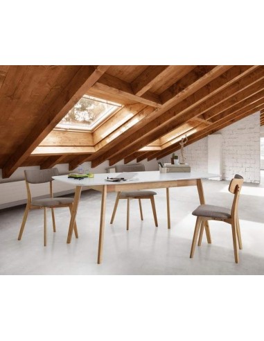 MESA EXTENSIBLE NÓRDICA ENMA 120(150)x75, blanco, roble