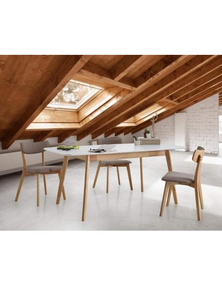 MESA EXTENSIBLE NÓRDICA ENMA 120(150)x75, blanco, roble