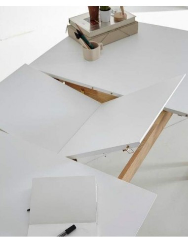 MESA EXTENSIBLE NÓRDICA ENMA 120(150)x75, blanco, roble