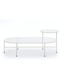 TEULAT MESA CENTRO NIX 126x66, VIDRO, CREME