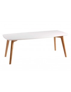 MESA CENTRO NORDICA QUADRO 110x50, branco, carvalho