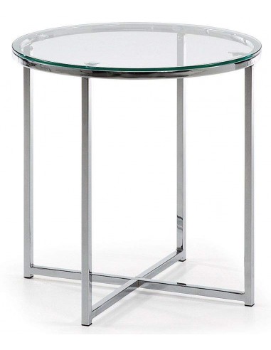 Mesa Auxiliar de diseño VIVID Cromado Cristal Transparente