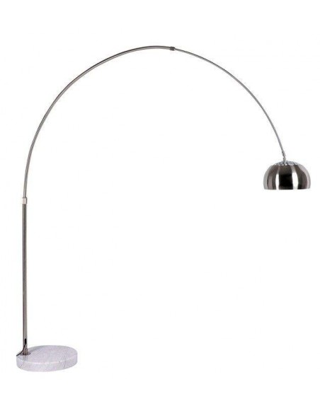 Candeeiro de chão de design ARC, cromado, base de mármore branco