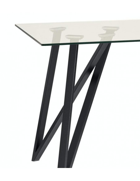 MESA CRISTAL GAIA 160x90, metal NEGRO