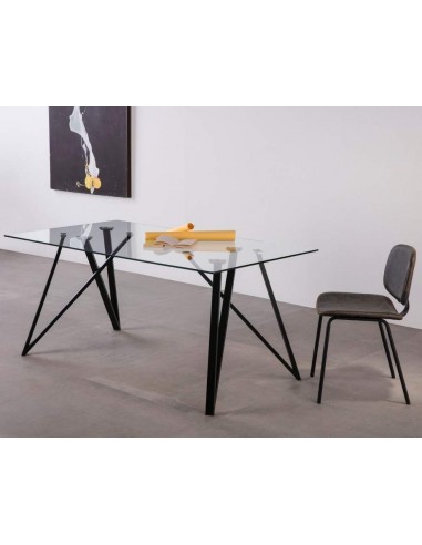 MESA CRISTAL GAIA 160x90, metal NEGRO