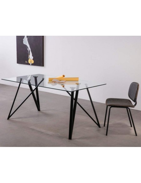 MESA VIDRO GAIA 160x90, metal, PRETO
