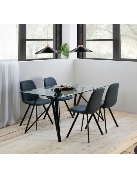 MESA VIDRO GAIA 160x90, metal, PRETO