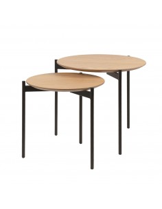 Set 2 mesas centro NORTON industrial, roble, metal negro. 2