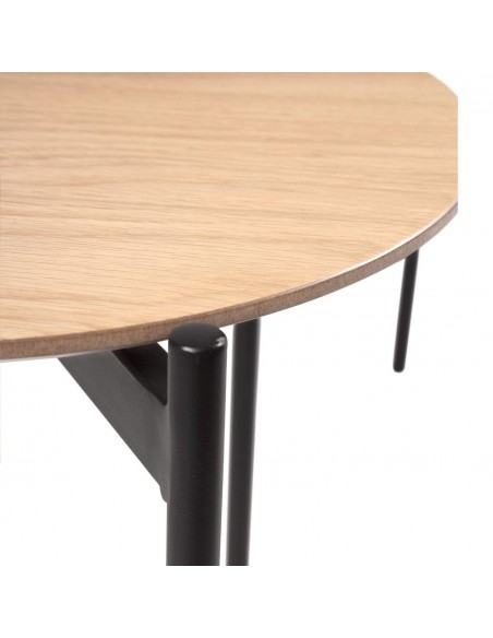 Set 2 mesas centro NORTON industrial, roble, metal negro.