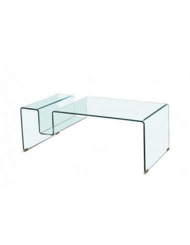 Mesa de centro revisteiro Borha 120x60, vidro curvado