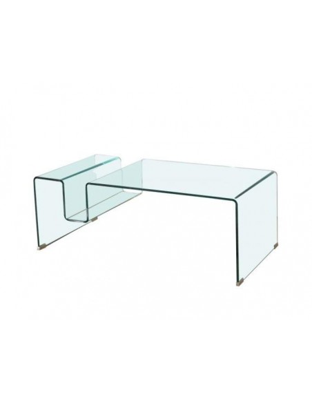 Mesa de centro revisteiro Borha 120x60, vidro curvado