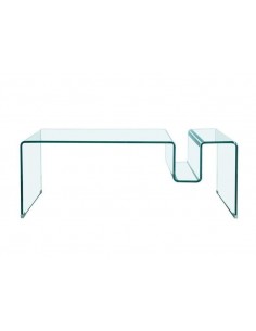 Mesa de centro revisteiro Borha 120x60, vidro curvado