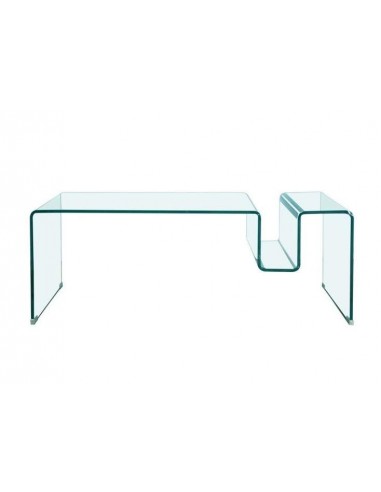 Mesa de centro revistero Borha 120x60, cristal curvado