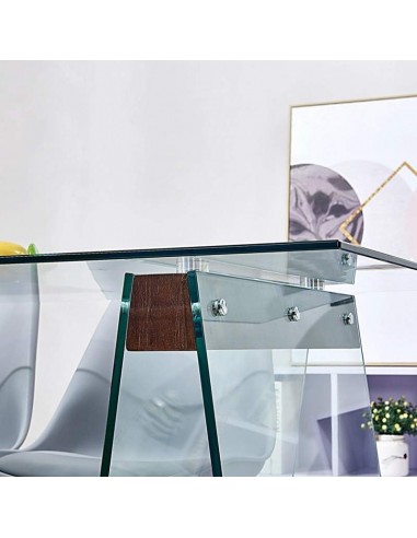 Mesa SELENA, madera, cristal templado, 200x90 cms.