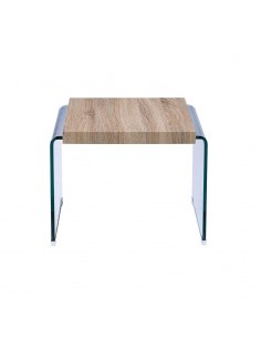 Mesa ORISIS, baja, madera, cristal curvado, 55x55 cms. 2
