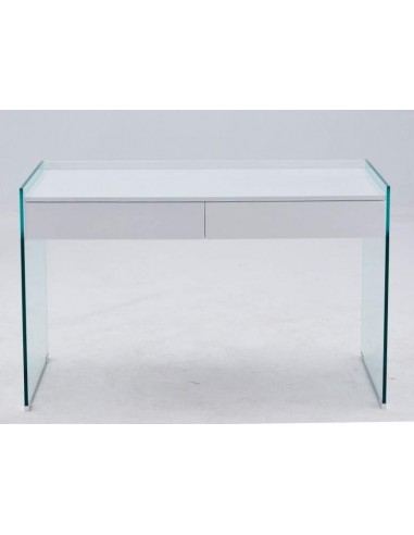 Mesa de escritório GESLI 120x60, vidro lacado branco