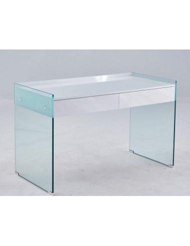 Mesa de escritorio GESLI 120x60, cristal, lacada blanco