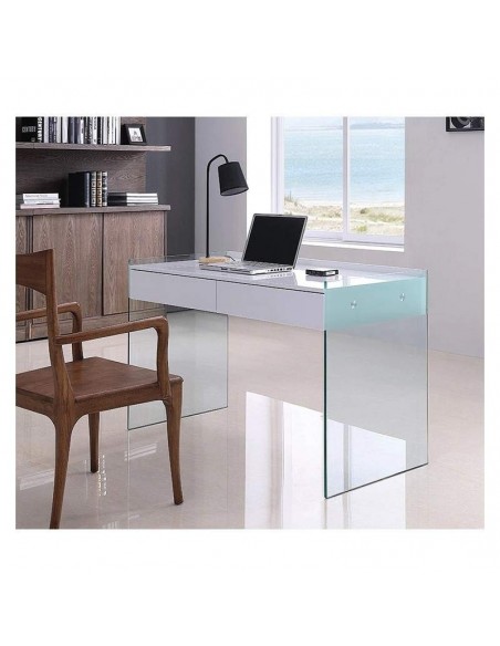Mesa GESLI, cristal, lacada blanco, 120 x 60 cms. Mesa GESLI, cristal, lacada blanco, 120 x 60 cms.